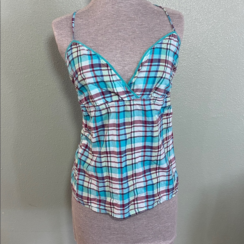 Y2K plaid Aeropostale baby doll top with adjustable straps